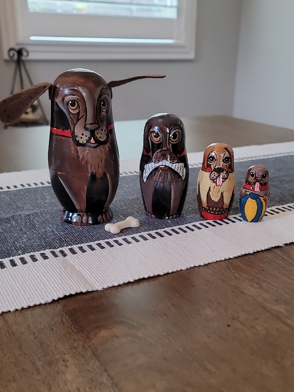 Hand-Painted Wood Dog Nesting Dolls - Set